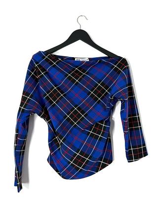 Асиметрична блуза в клітинку zara