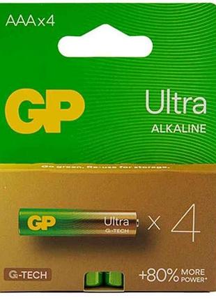 Батарейка лужна lr03/aaa ultra alkaline 1.5v 24au21-sb4 4шт (блістер) тм gp