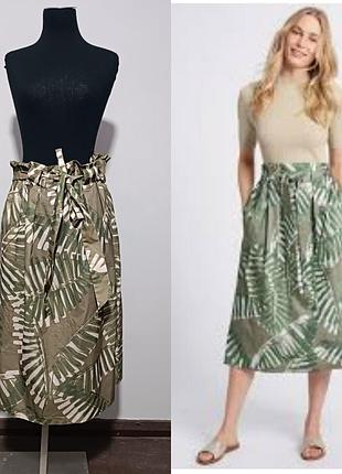 M&s collection стильная юбка миди с тропическим принтом и высокой талией, 170/86 cm/uk18/eur46
