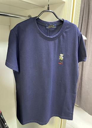 Футболка polo ralph lauren polo bear 🤍синя