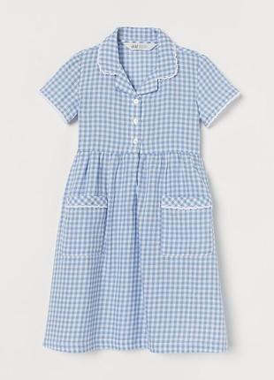 Сукня h&m 128 (7–8 років) у блакитну клітинку, 100% бавовна