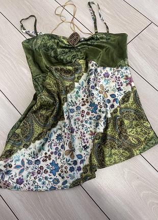 Атласний топ-майка debenhams у стилі y2k / boho-chic з принтом пейслі