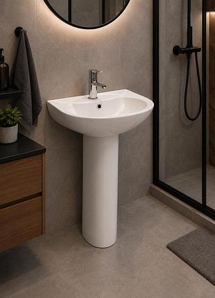 Умивальник керамічний тюльпан jl 13 52*44*81 білий ( а0060309 )