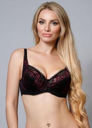 Бюстгальтер diorella 34963d ( чорно-червоний 80d)