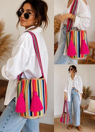 Оригінальна плетена сумка lombia + co boho через плече