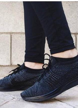 Мужские кроссовки для бега nike flyknit racerv triple black uk 10 eur 45