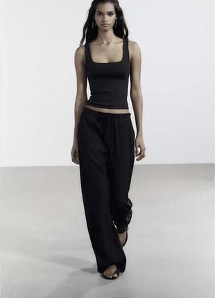 Прямые брюки zara из структурированной ткани