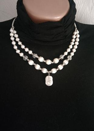 Колье серебряная роза 4