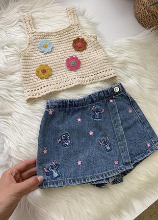 Джинсова спідниця - шорти zara 86см
