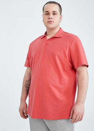 Поло чоловіче defacto корал пряме 6xl 100% бавовна plus size