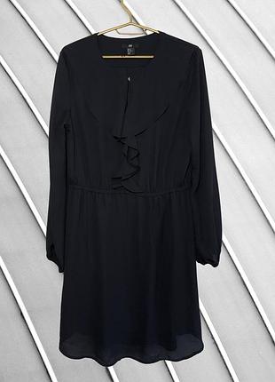 Женское свободное шифоновое платье h&amp;m 40 l xl оригинал эйч энд эм стан идеал легкое летнее оверсайз черная меди с рукавом 48 50