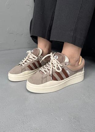 Adidas campus x bad bunny chalky brown  женские кроссовки-кеды