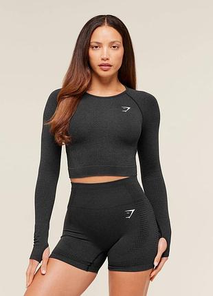 Gymshark seamless   женский спортивный кроп рашгард/лонгслив для тренировок