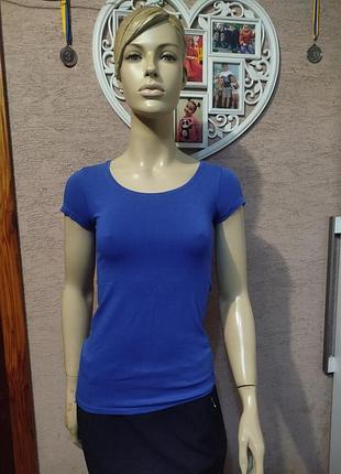 Яскраво-синя базова футболка primark (stretch scoop) xs-s 7940 д