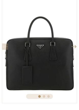 Чорний шкіряний портфель prada оригинал