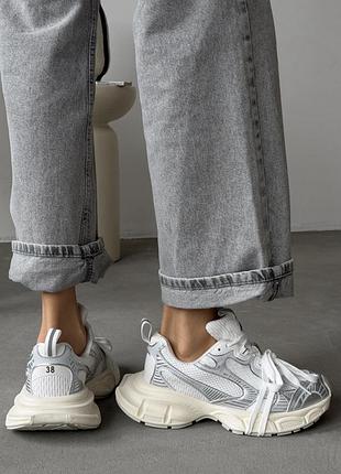 Кросівки в стилі balenciaga шкіряні no brand жіночі біло-сріблястий 37 (24 см) (f7299 white-silver)