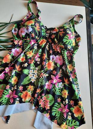 Красивый купальник танкини удлиненная майка размер xl/2xl