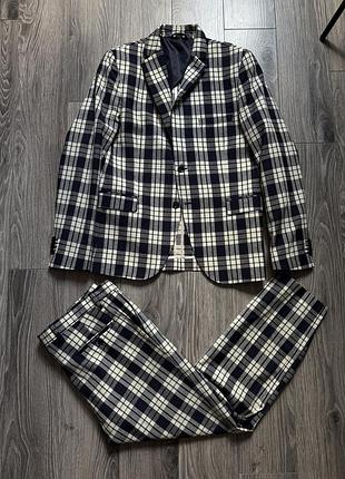 Костюм вовняний легкий літній sartoria jonhs b. napoli tolegno 1900 у клітинку