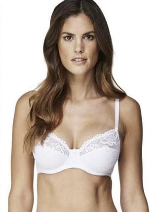 75e белый мягкий бюстгальтер на косточках с кружевом hunkemoller