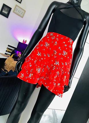 Яркая мини-юбка boohoo с цветочным принтом, размер 20 (uk 20 / eur 48)