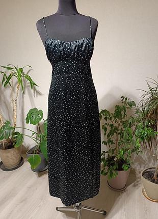 Красива чорна сукня в горошок, на бретелях, zara.