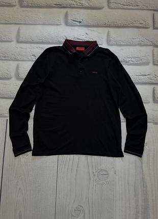 Поло hugo boss чорне з довгим рукавом, розмір s