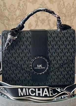 Жіноча сумка michael kors, сумка майкл корс, сумка з принтом майкл корс, крос-боді, сумка через плече, клатч чорний