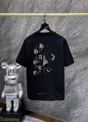 Chrome hearts футболка мужская оверсайз унисекс чёрная белая