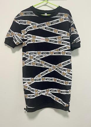 Сукня-футболка moschino underbear teddy bear з ведмедиками оригінал xs
