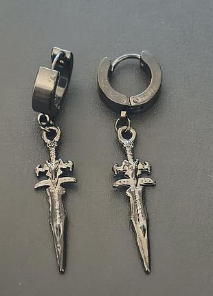 Сережки колечком stainless steel (медична сталь) діаметр 1,3 см. довжина 4,7 см.