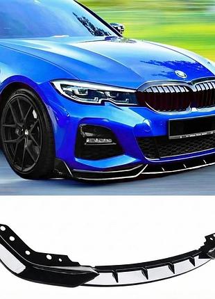 Накладка на передній бампер lip cs-style (для m-sport 2018-2022, abs) для bmw 3 серія g20/g21 2018- рр