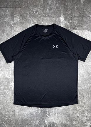 Чоловіча спортивна футболка under armour (андер армор) ua tech оригінал чорна розмір 3xl великий розмір для тренувань спорту бігу залу