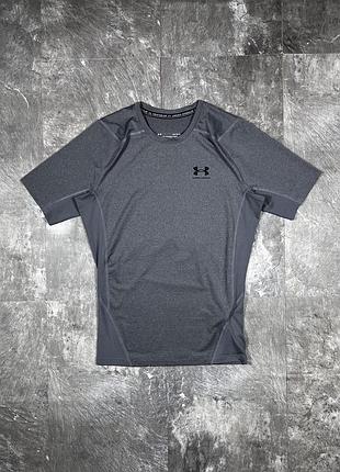 Чоловіча компресійна футболка under armour андер армор heatgear compression сіра спортивна рашгард для залу бігу тренувань розмір l оригінал