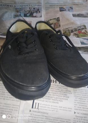 Черные кеды vans authentic black/black 43 для скейтеров 2