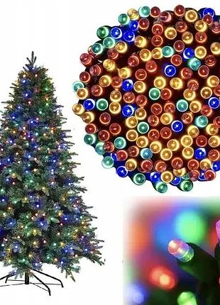 Гірлянда новорічна 300 led 20 м — світлодіодні новорічні вогні для ялинки, різнокольорова гірлянда з 8 режимами, святкові led вогн