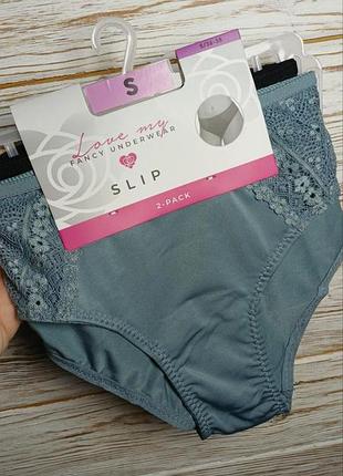 Комплект трусики 2 шт слипы черные+ хаки fancy underwear