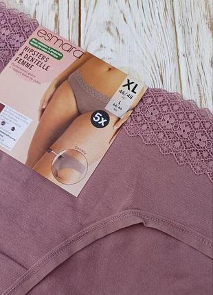 Комплект трусики слипы 5 шт хлопковые с кружевом esmara германия l/xl