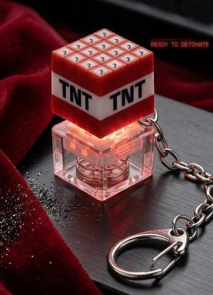 Кейкап-брелок майнкрафт тнт светодиодный с кликом, антистресс minecraft tnt led