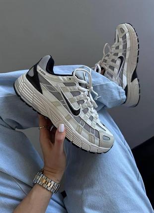 Белые кроссовки унисекс nike p-6000 white beige black х найк 46