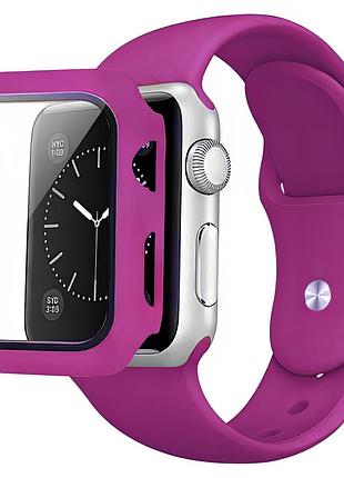 Комплект ремінця та чохла silicone band case для apple watch 44 mm рожевий для захисту та стилю