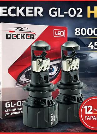 Led лампы с линзой decker gl-02 h7 8000l 45w