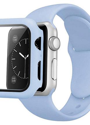 Комплект ремінець і чохол silicone band case для apple watch 45 mm блакитний для захисту та стилю