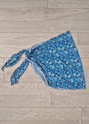Парео, юбка короткая в цветочный принт