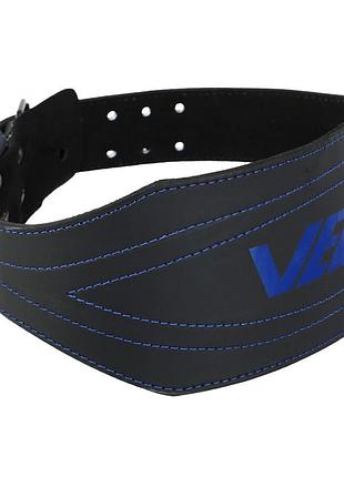 Пояс атлетический кожаный velo vl-9742 спинка-15см размер-s-xxl черный-синий l