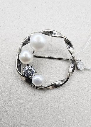 Брошка серебряная с жемчугом "рует" 4,94 г