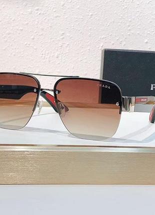 Мужские солнцезащитные брендовые очки pr166vs brown lux