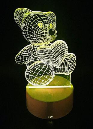 Дитячий нічник для хлопчика та дівчинки 3d led дитяча настільна лампа, декоративний світильник від usb ведмедик
