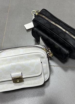 Жіноча сумка coach, сумка коач, брендова сумка, сумка на плече, сумка через плече, cross body білий