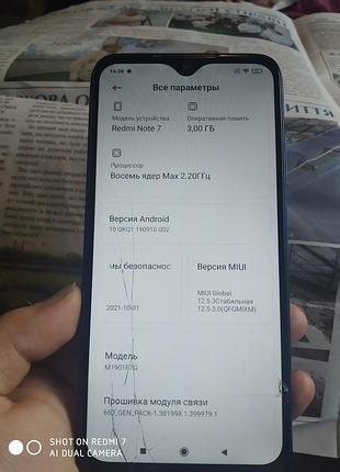 Смартфон xiaomi redmi note 7 в синем цвете телефон 32 гб на запчасти 5