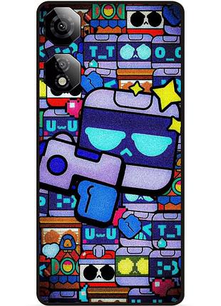 Силиконовый бампер чехол для zte nubia neo 2 5g стикеры 8-бит бравл 8-bit brawl